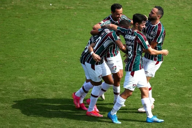 Jogadores do Fluminense festejam gol. (Foto: Getty Images)