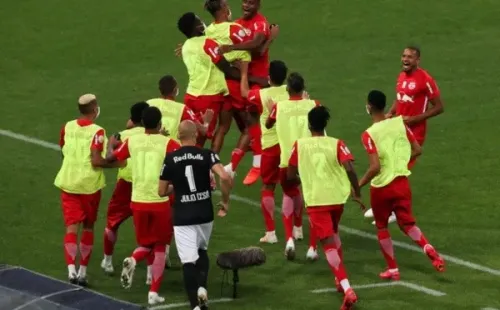 Comemoração de gol do RB Bragantino. Foto: Getty Images