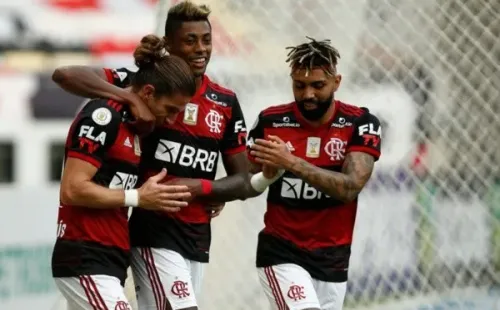 Comemoração de gol do Flamengo. Foto: Getty Images