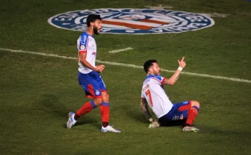 Bahia comemorando gol pelo Brasileirão. (Foto: Jhony Pinho/AGIF)