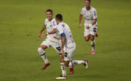 Comemoração do Santos. Foto: Ettore Chiereguini/AGIF