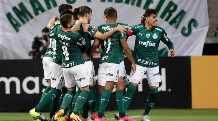 Jogadores do Palmeiras comemoram gol pela Copa Libertadores (Foto: Getty Images)
