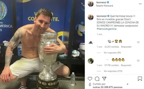 Messi com a taça da Copa América. (Foto: Reprodução Instagram)