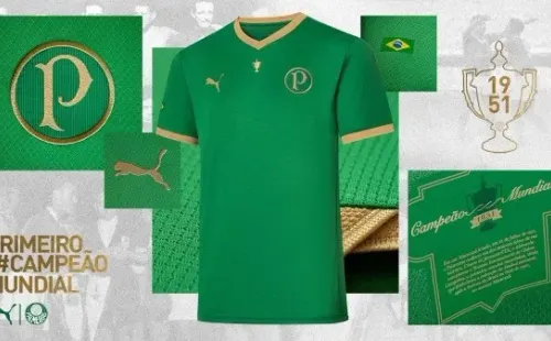 Em comemoração aos 70 anos do título de 1951, Palmeiras lança camisa comemorativa. (Foto: Divulgação)
