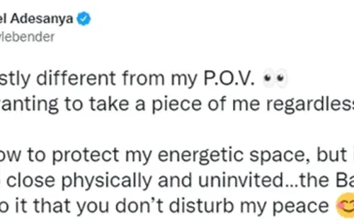 Tweet de Israel Adesanya (Foto: Reprodução/Twitter)