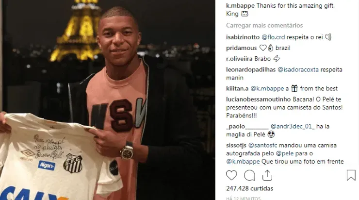 Mbappé é um velho conhecido da torcida do Peixe. (Foto: Arquivo/Instagram)