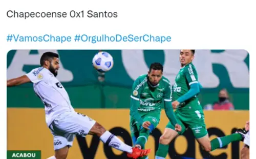 O Santos venceu a Chapecoense por 1 a 0 pela 14ª rodada do Campeonato Brasileiro (Foto: Reprodução/Twitter)