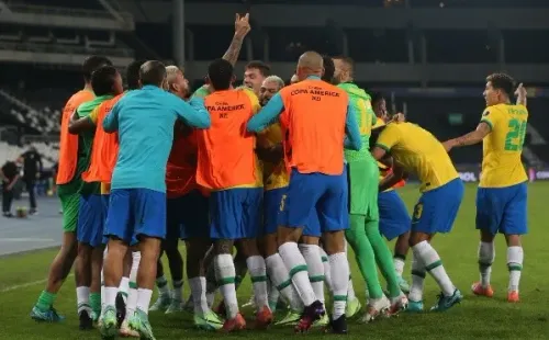 Brasil comemorando gol na Copa América. (Foto: Getty Images)
