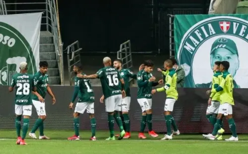 Comemoração de gol do Palmeiras. Foto: Getty Images