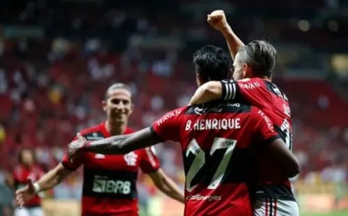Comemoração de gol do Flamengo. Foto: Getty Images