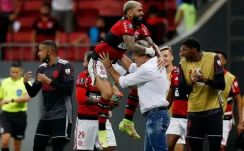 Gabigol, do Flamengo, comemora gol com Renato Gaúcho. Foto: Getty Images