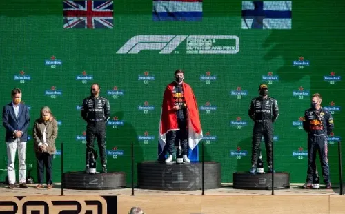 Verstappen, Hamilton e Bottas no GP dos Países Baixos. (Fotos: Getty Images)