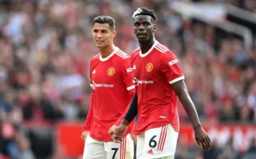 Cristiano Ronaldo e Paul Pogba em jogo do Manchester United. Foto: Getty Images