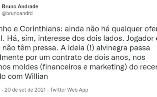 Informações do repórter Bruno Andrade (Foto: Reprodução/Twitter)