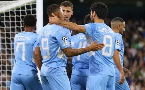 Comemoração de gol do Manchester City. Foto: Getty Images