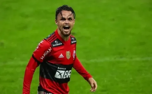 RS - Porto Alegre - 25/08/2021 - COPA DO BRASIL 2021, GREMIO X FLAMENGO - Michael jogador do Flamengo comemora seu gol durante partida contra o Gremio no estadio Arena do Gremio pelo campeonato Copa do Brasil 2021. Foto: Pedro H. Tesch/AGIF