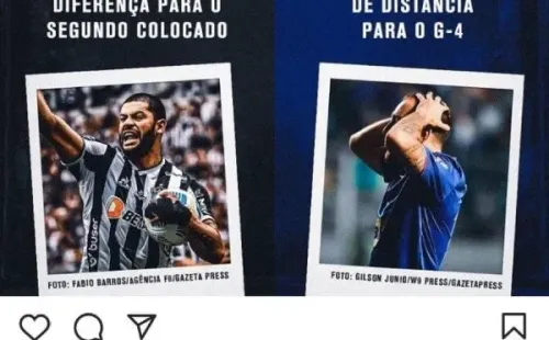 Outra vez que o atacante Vítor Leque curtiu uma postagem falando sobre Atlético-MG e Cruzeiro (Reprodução: Instagram)