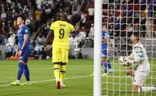 Lukaku comemora gol aos 31 minutos de jogo, pela semifinal do Mundial de Clubes, contra o Al-Hilal.