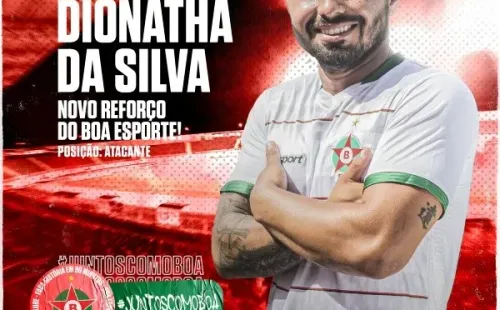 Foto: Divulgação/Boa Esporte Clube – Dionathã foi anunciado pelo Boa Esporte na última quarta-feira (16)