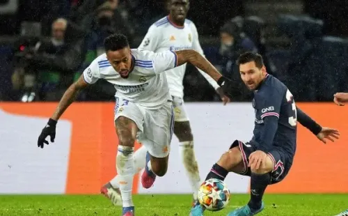 Sylvain Lefevre/Getty Images/ PSG x Real Madrid em campo pela Champions League.