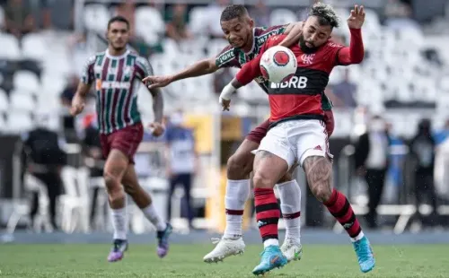 Jorge Rodrigues/AGIF/ Flamengo e Fluminense em campo pelo estadual.