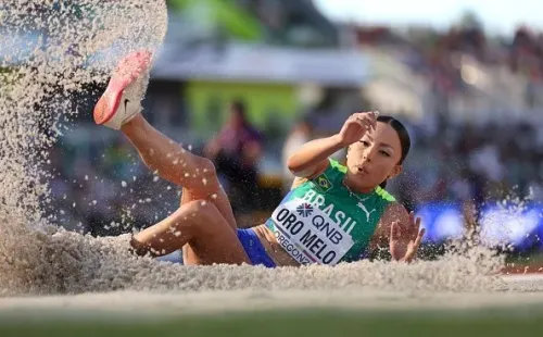 Letícia durante a final do Mundial de Atletismo. Créditos: Getty Images