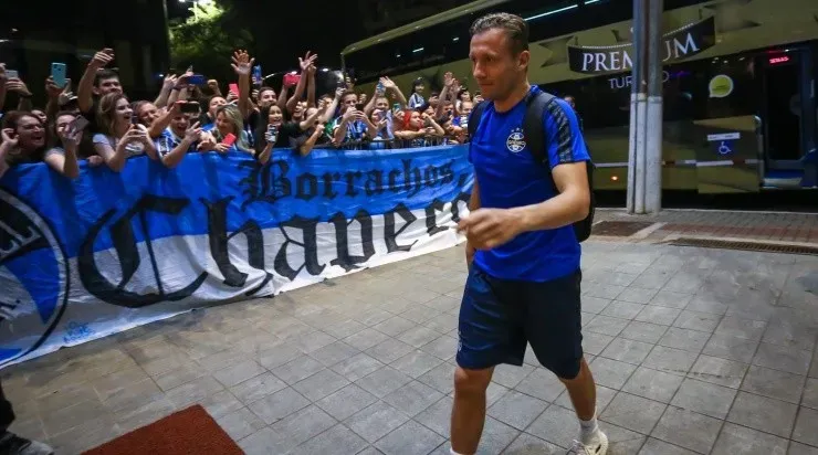 foto: Lucas Uebel/Grêmio/Divulgação - Lucas Leiva: volante reestreou pelo Tricolor contra a Ponte Preta