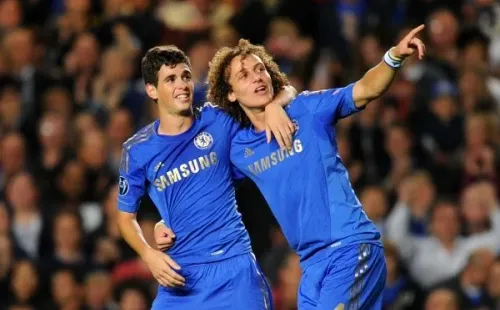 Getty Images/Mike Hewitt – David Luiz e Oscar jogaram juntos no Chelsea