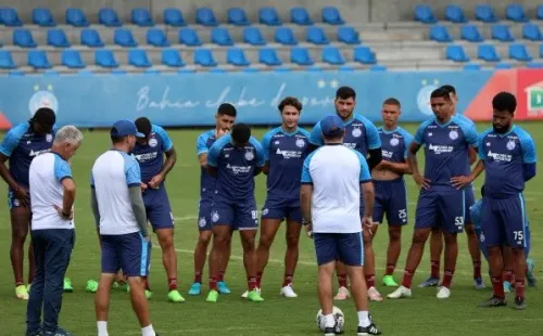 Foto: Felipe Oliveira / EC Bahia – Bahia treinou bolas paradas nesta sexta-feira