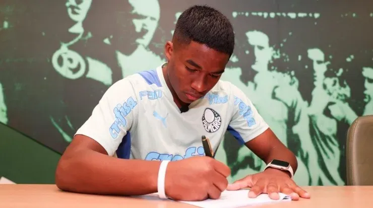 Endrick está na mira de grandes times do futebol europeu. Foto: César Greco/ Palmeiras