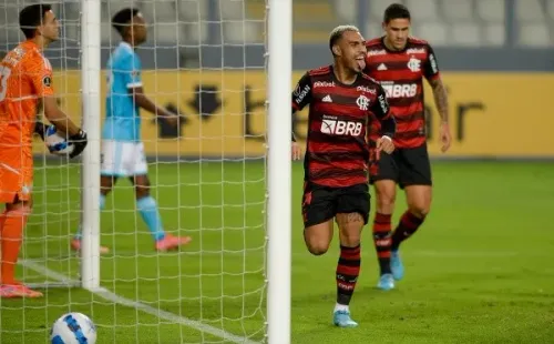 Foto: Marcelo Cortes/Flamengo – Matheuzinho marcou o gol do Flamengo