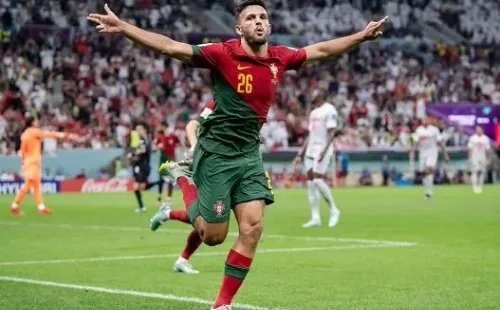 Markus Gilliar – GES Sportfoto/Getty Images – Gonçalo Ramos comemorando gol contra a Suíça