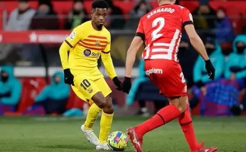 David S. Bustamante/Soccrates/Getty Images – Ansu Fati atuando com a camisa do Barcelona