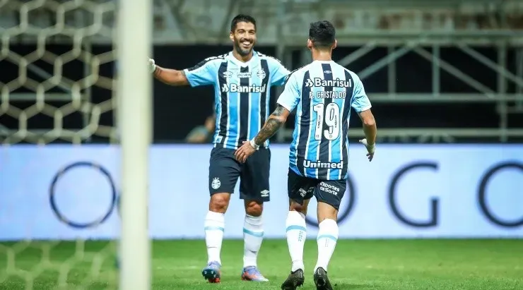 Foto: Lucas Uebel/Grêmio/Divulgação - Suárez e Cristaldo: dupla foi destaque contra o Campinense