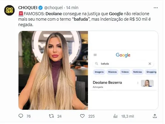 Imagem: Twitter oficial de Deolane Bezerra.