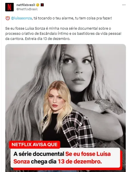 Série documental “Se Eu Fosse Luísa Sonza” estreia no dia 13 de dezembro na  Netflix