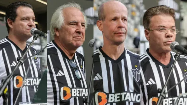 Rafael Menin, Rubens Menin, Ricardo Guimarães e Renato Salvador: grupo conhecido como 4 Rs seguirá definindo rumos do SAF do Atlético. Pedro Souza/Atlético