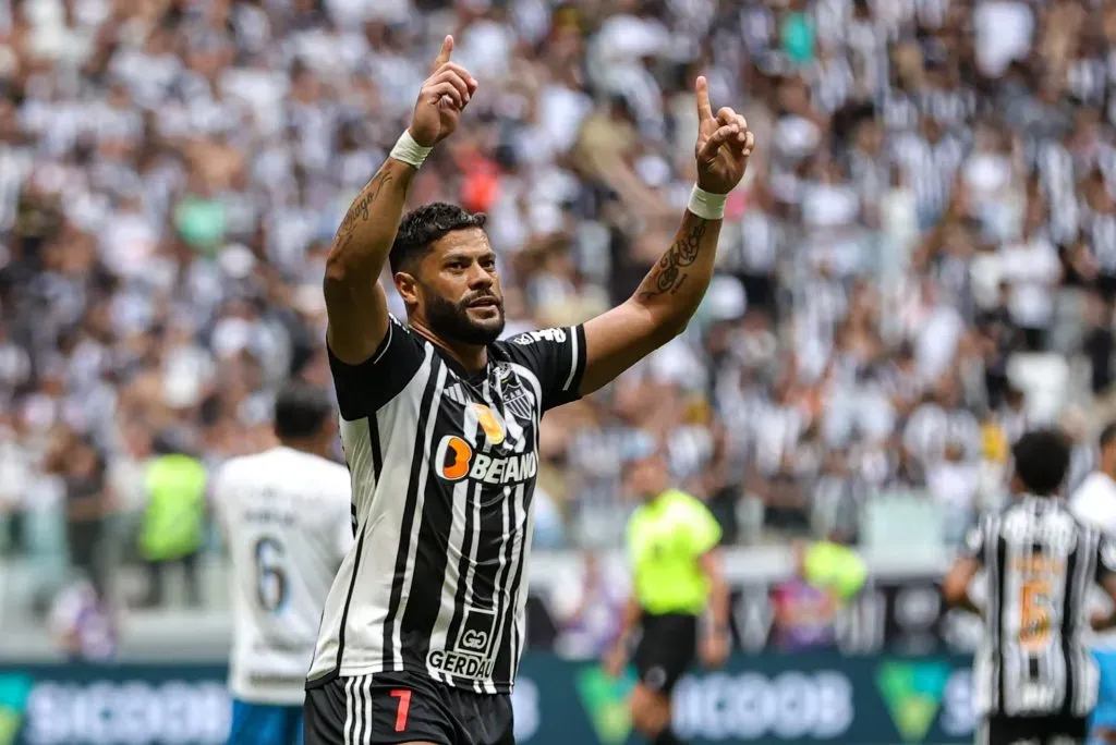 Hulk jogador do Atletico-MG comemora seu gol durante partida contra o Gremio no estadio Arena MRV pelo campeonato Brasileiro A 2023. Gilson Lobo/AGIF