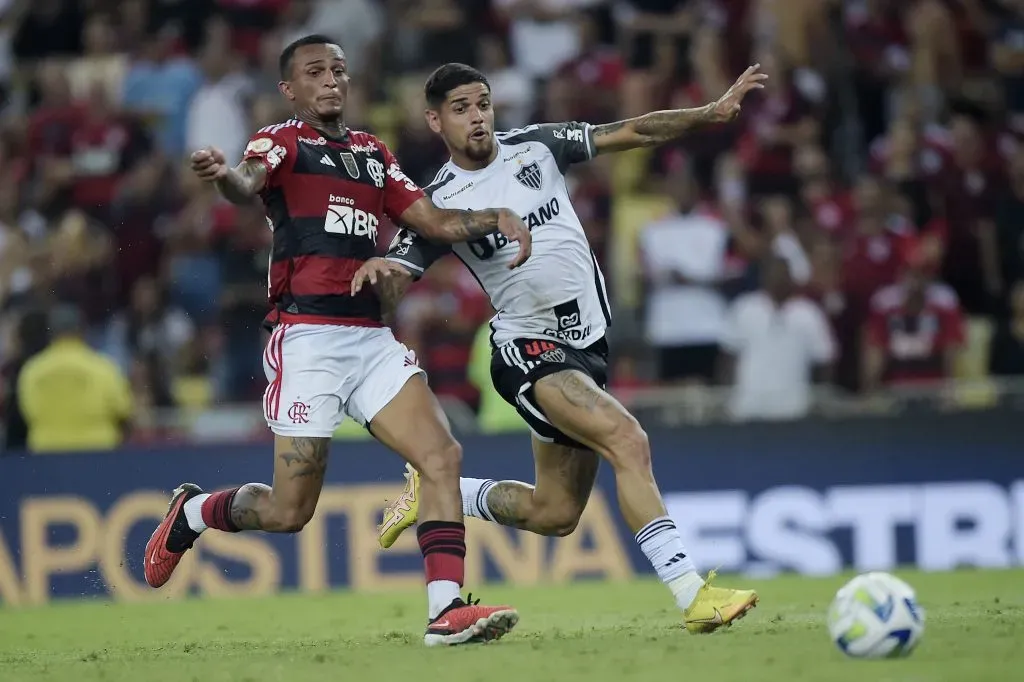 Rubens jogador do Atletico-MG comemora seu gol durante partida contra o Flamengo no estadio Maracana pelo campeonato Brasileiro A 2023. Alexandre Loureiro/AGIF