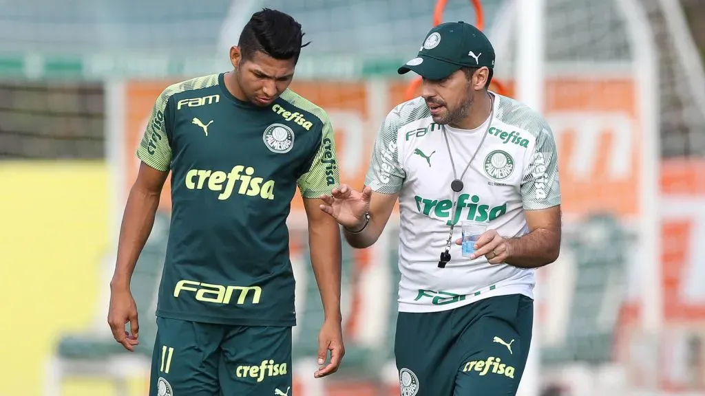 Rony e Abel durante treino do Palmeiras – Foto: Cesar Greco/SEP