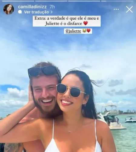 Camilla Diniz e o namorado de Juliette – Foto: Instagram/Camilla Diniz