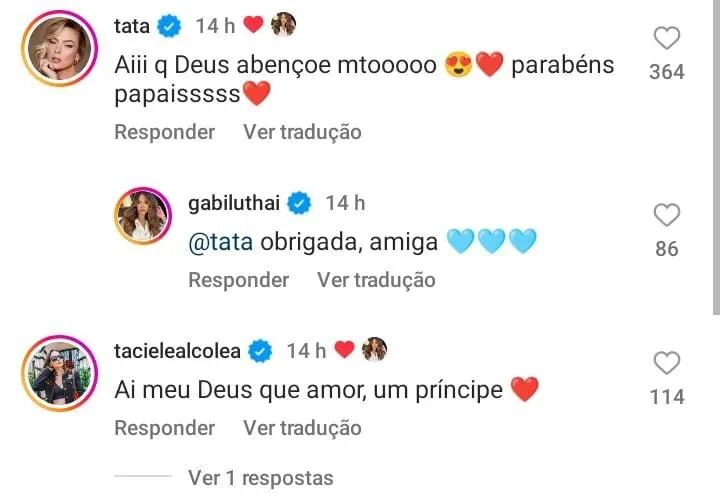 Comentários internautas - Foto: Instagram Gabi Luthai