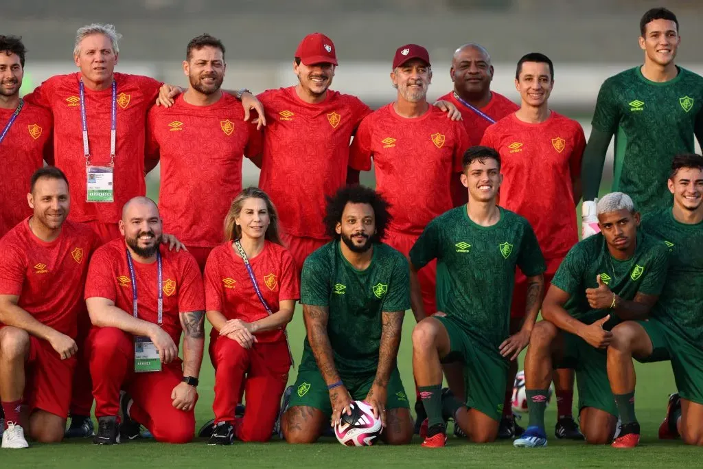 JEDDAH, SAUDI ARABIA – DECEMBER 21: Players and staff poses for a picture during a Fluminense training session ahead of the FIFA Club World Cup Saudi Arabia 2023 at King Abdullah Sports City on December 21, 2023 in Jeddah, Saudi Arabia. (Photo by Francois Nel/Getty Images)