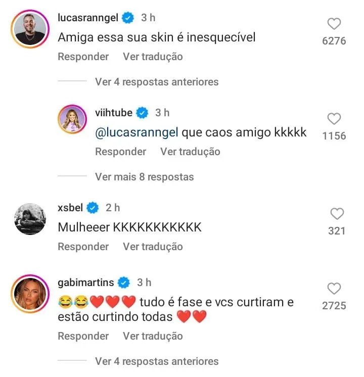 Comentários internautas - Foto: Instagram Viih Tube