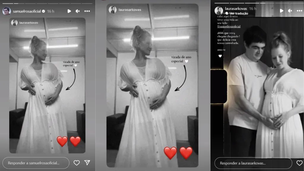 Samuel Rosa e Laura Sarkovas celebram gravidez. Reprodução/Instagram