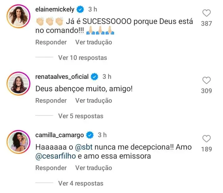 Comentários internautas - Foto: Instagram SBT