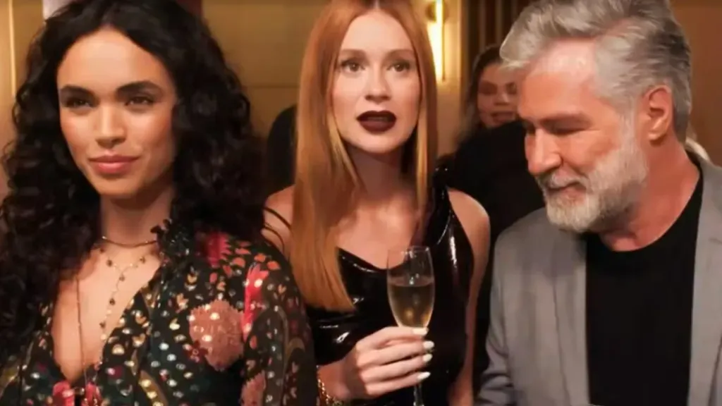 Luna, Preciosa e César Montebello em Fuzuê. Reprodução/Globo