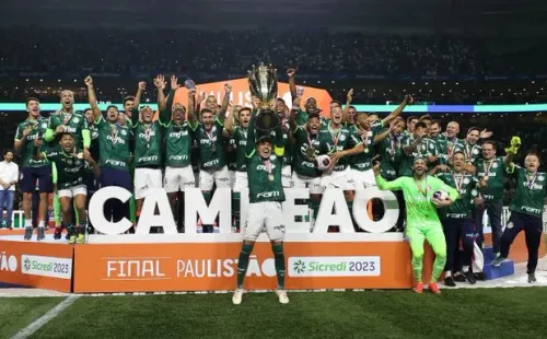 Palmeiras comemora o título de campeão do Paulistão 2023 – Foto: Cesar Greco/Palmeiras