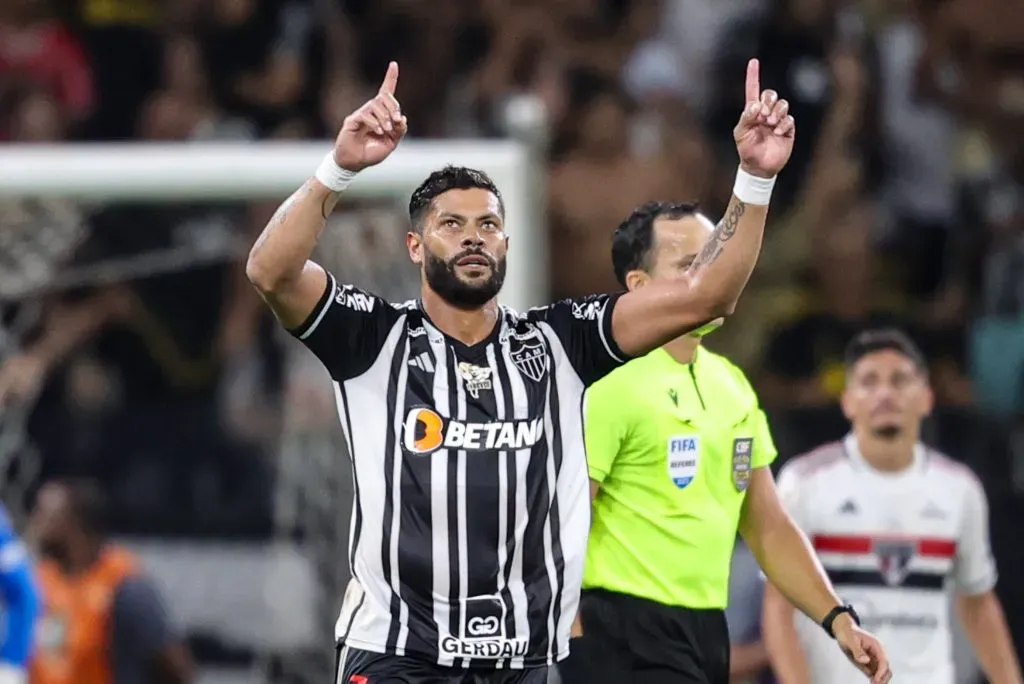 Hulk jogador do Atletico-MG comemora seu gol durante partida contra o Sao Paulo no estadio Mineirao pelo campeonato Brasileiro A 2023. Gilson Lobo/AGIF