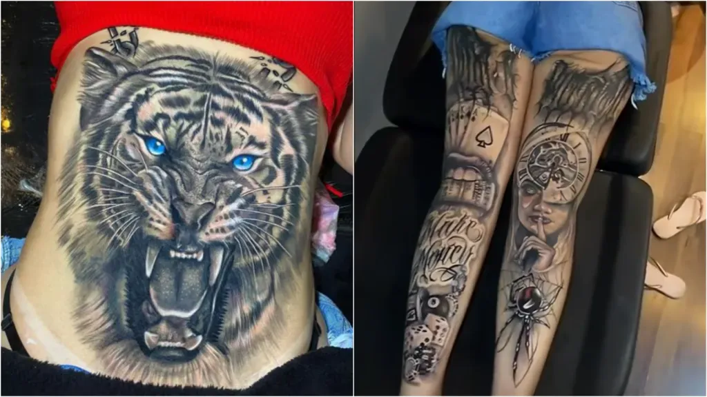 Andressa Urach faz tatuagens